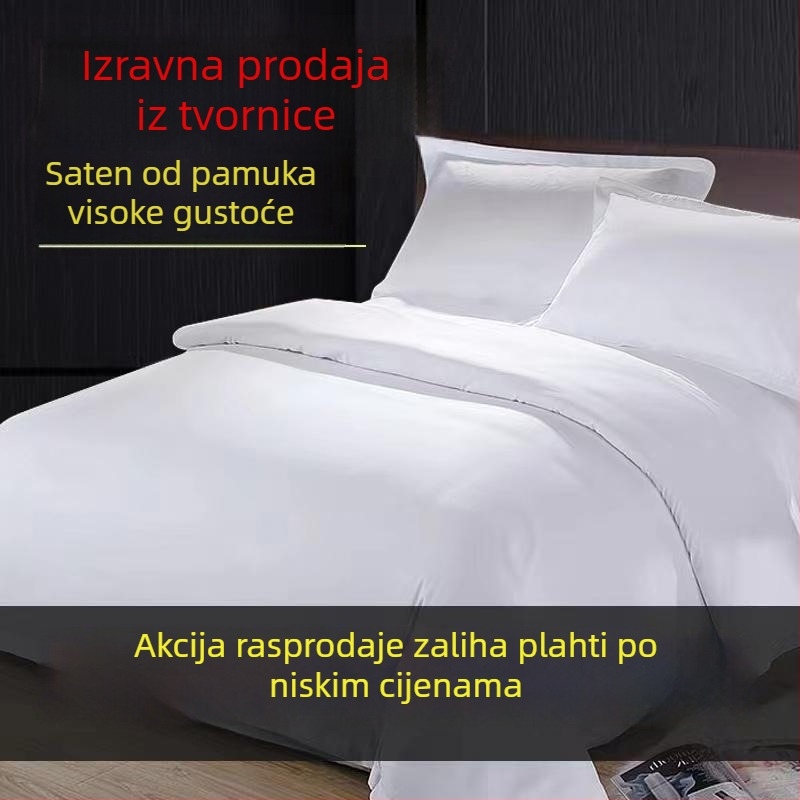 Posteljina od 100% pamuka visoke gustoće za smještaj, bijela, saten tkanina sa 40 niti, hotelsko posteljno rublje