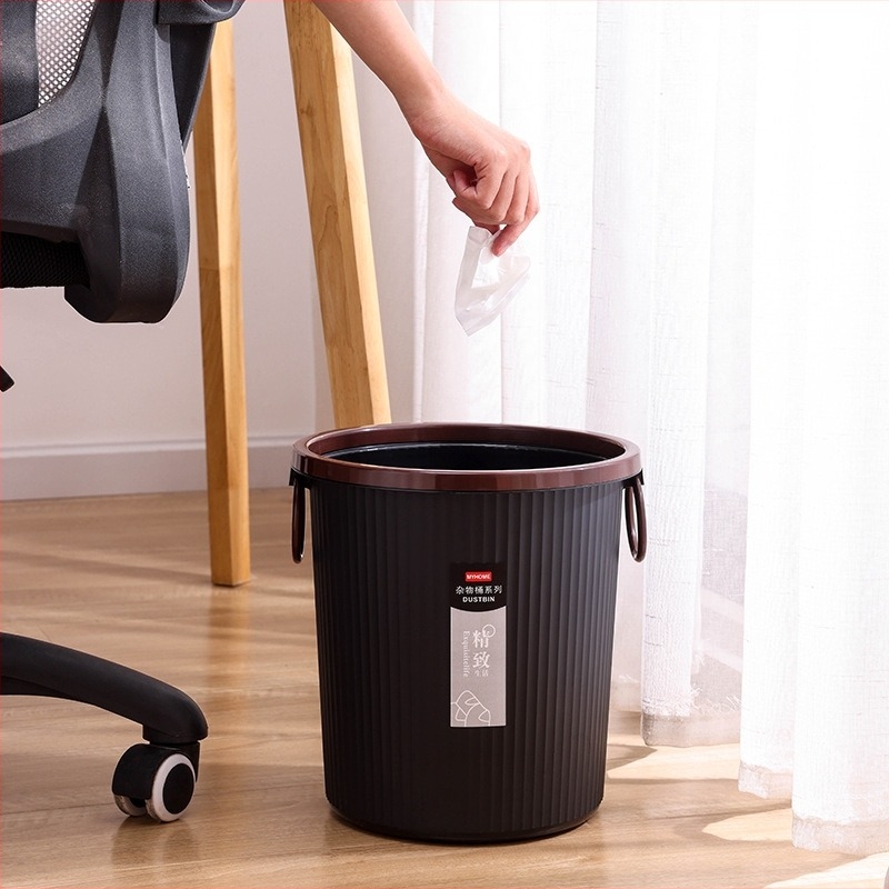 Crni plastični kanta za otpad bez poklopca, cilindričnog oblika, 12 L, za ured, kuhinju ili dnevni boravak