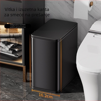 Kvadratni koš za smeće od nehrđajućeg čelika s poklopcem na pritisak, zapremina 12 l ili više, namjena: kućanstvo (kuhinja, kupaonica, dnevni boravak)