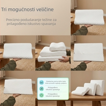 Yinwei Wave jastuk za vratnu kost od memorijske pjene, nulti tlak, duboki san, podesiva visina 5–10 cm, ručno izrađeno, pravokutni jezgra, punilo PU memorijska pjena