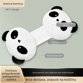 Trudnički jastuk s motivom Panda, podrška za trbuh i struk, za bočni san, udoban i prozračan jastuk za trudnoću