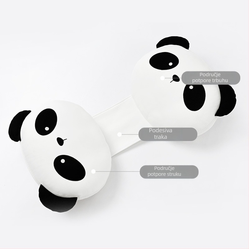 Trudnički jastuk s motivom Panda, podrška za trbuh i struk, za bočni san, udoban i prozračan jastuk za trudnoću