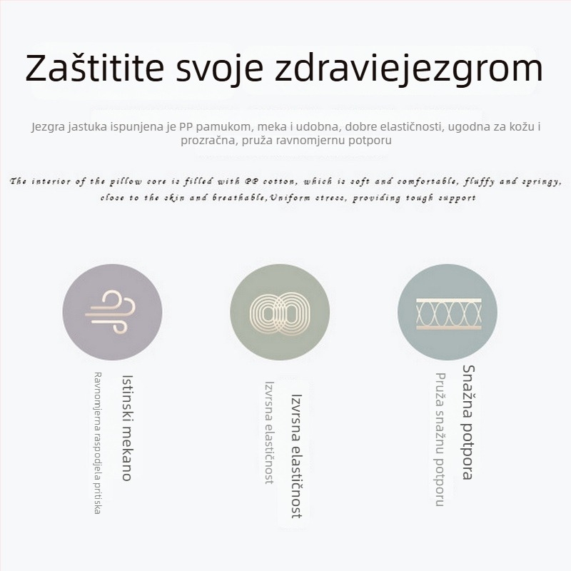 Jastučnica s jedrom od čiste pamuka, hotelske kvalitete, pet zvjezdica, za učenike i djecu, mekana tkanina, visoka elastičnost, otporna na perje.