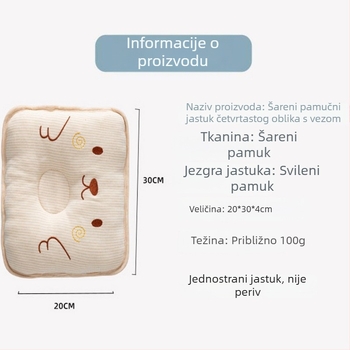 Tishi Deer Slatka dječja oblikujuća jastučnica – šarena pamuk kvadratna, prozračna jastučnica za ispravljanje oblika dječje glave