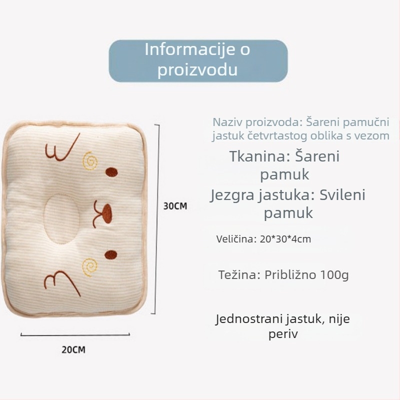 Tishi Deer Slatka dječja oblikujuća jastučnica – šarena pamuk kvadratna, prozračna jastučnica za ispravljanje oblika dječje glave