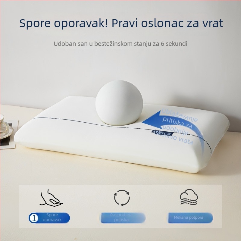 Jastuk s memorijskom pjenom za dubok san, podrška vrata, nulti pritisak, sporo vraćanje, pravokutni hotelski jastuk s navlakom Ice Silk