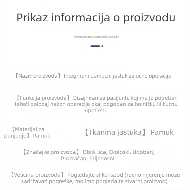 Oftalmološki jastuk za ležanje na trbuhu nakon vitreoretinalne operacije, podrška vratu i ramenima, protuklizni