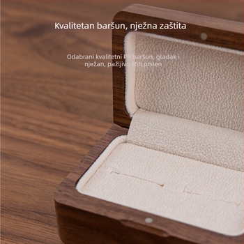 Kutija za prsten od crnog oraha, masivna drvena kutija za nakit, elegantan dizajn, poklon za Valentinovo, prijedlog za zaruke