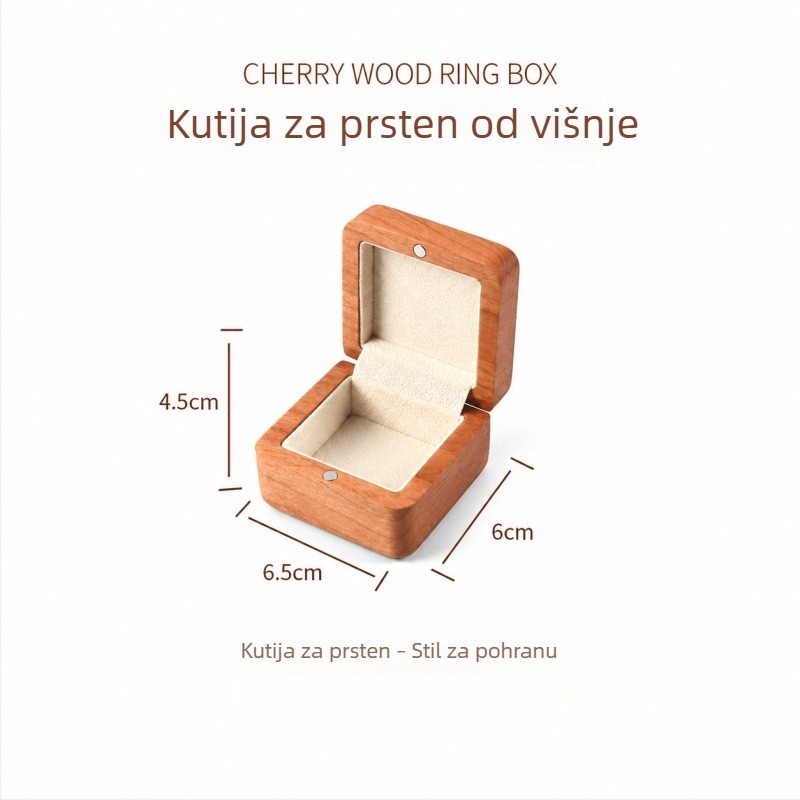 Kutija za prsten od crnog oraha, masivna drvena kutija za nakit, elegantan dizajn, poklon za Valentinovo, prijedlog za zaruke