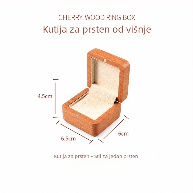 Kutija za prsten od crnog oraha, masivna drvena kutija za nakit, elegantan dizajn, poklon za Valentinovo, prijedlog za zaruke