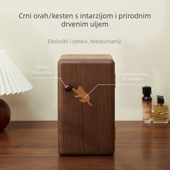 Kutija za nakit od crnog oraha, masivno drvo, luksuzna izrada, veliki kapacitet za prstenje i naušnice