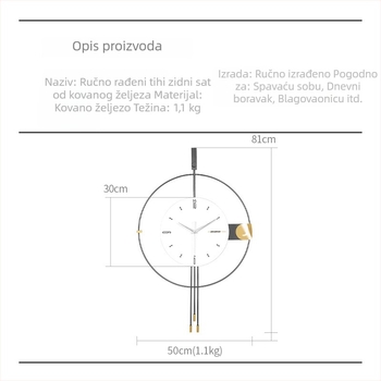 Umjetnički atmosferski zidni sat za dnevni boravak, model 2025, minimalistički dizajn, kućna upotreba, kreativni moderni dekorativni sat