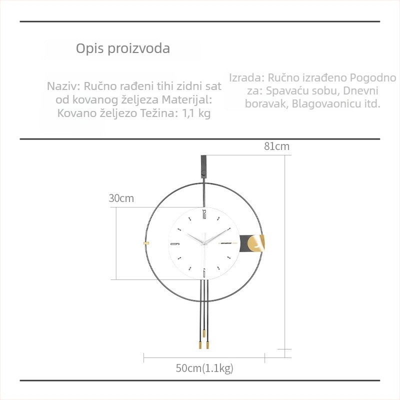 Umjetnički atmosferski zidni sat za dnevni boravak, model 2025, minimalistički dizajn, kućna upotreba, kreativni moderni dekorativni sat