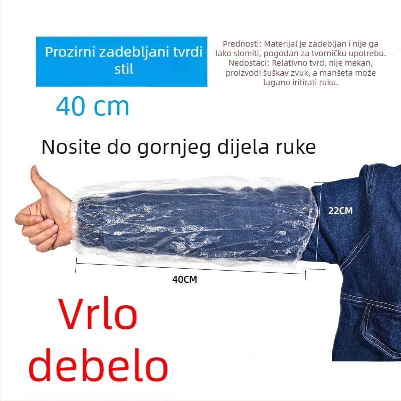 Prozirne jednokratne rukave, otporne na vodu i masnoće, debeli plastični materijal, univerzalna veličina, za žene na poslu tijekom jeseni i zime