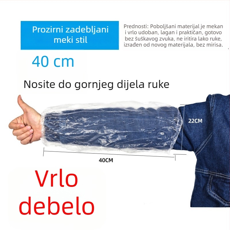 Prozirne jednokratne rukave, otporne na vodu i masnoće, debeli plastični materijal, univerzalna veličina, za žene na poslu tijekom jeseni i zime