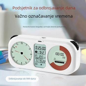 Vizualni mjerač vremena za učenje sa praćenjem samodiscipline, dječji sat, alarm, datum i odbrojavanje od 999 dana