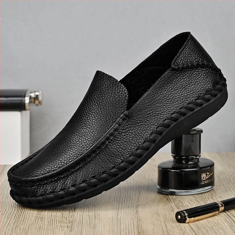 Muške casual kožne cipele, prirodna koža, slip-on, široka širina, model 4748, poslovni stil visoke klase