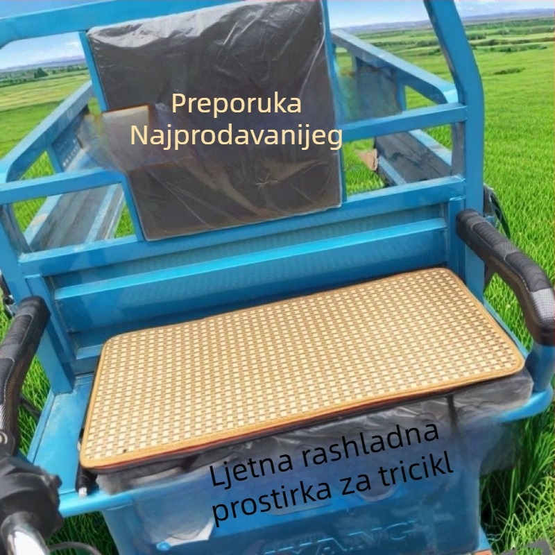 Dvostruka jastučnica za auto sjedalo od ratana i bambusa s Ice Silk hlađenjem, protuklizna, ljeto i sve sezone