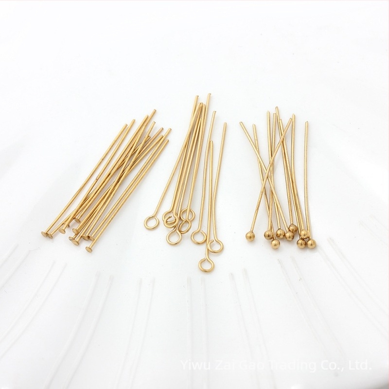 Set igala za perle od nehrđajućeg čelika s vakuum premazom 18K zlata — kuglične, T-oblike, 9-oblike i igle s okruglom glavom za izradu nakita DIY