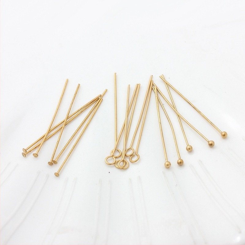 Set igala za perle od nehrđajućeg čelika s vakuum premazom 18K zlata — kuglične, T-oblike, 9-oblike i igle s okruglom glavom za izradu nakita DIY