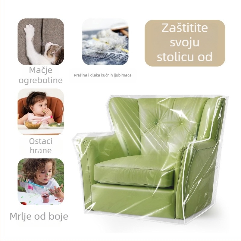 Prozirna PVC navlaka za jednosednu sofu, vodootporna i otporna na prašinu