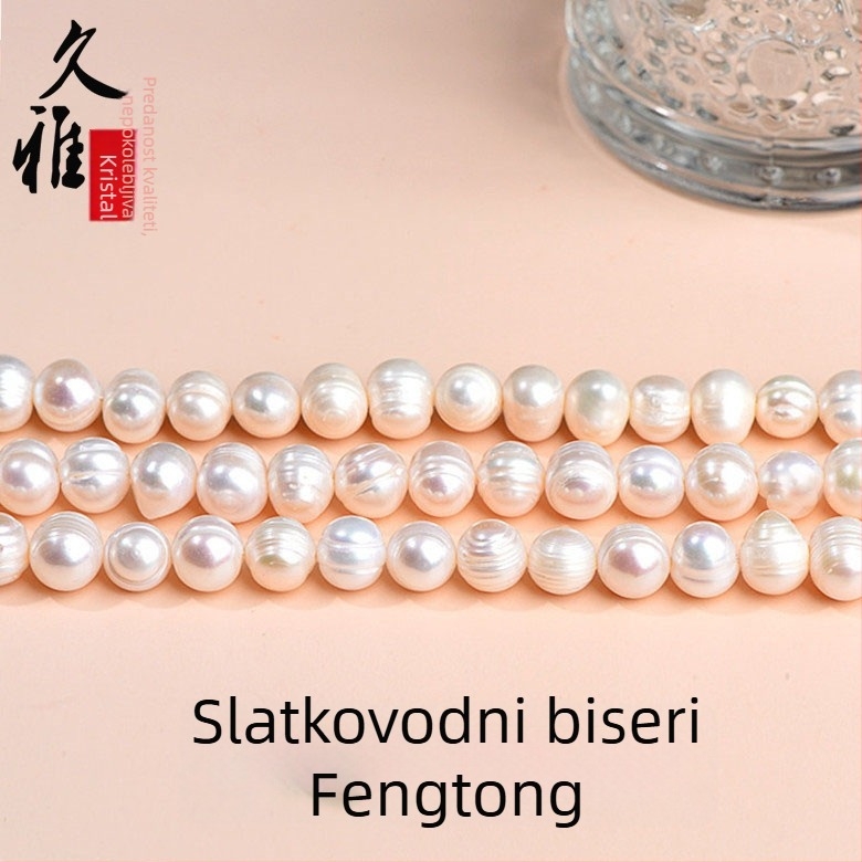 Prirodne slatkovodne biserne perle, okrugle biserne perle za DIY nakit, komponente za ogrlicu