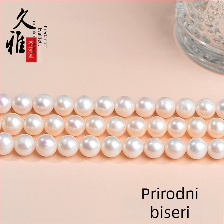 Prirodne slatkovodne biserne perle, okrugle biserne perle za DIY nakit, komponente za ogrlicu