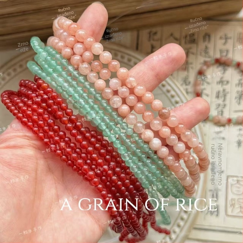 Prirodne kamenčiće ružičasto-zelene boje za DIY narukvicu i ogrlicu – 4 mm