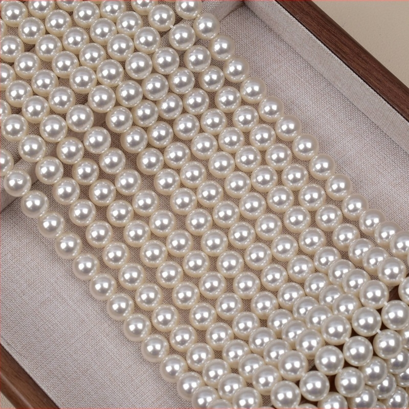 Staklene perle imitacije školjke, bijele, 8 mm, perle s ravnom otvorom, za DIY nakit, 40 cm duga niti, poluproizvodi, 650 boja