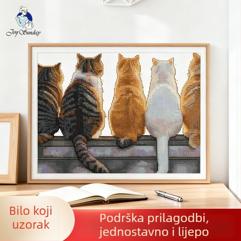 Set križnog šivanja s motivom zalaska sunca, platno 100% pamuka, 14-count, DIY šivanje, viseći dekor za dnevni boravak i spavaću sobu