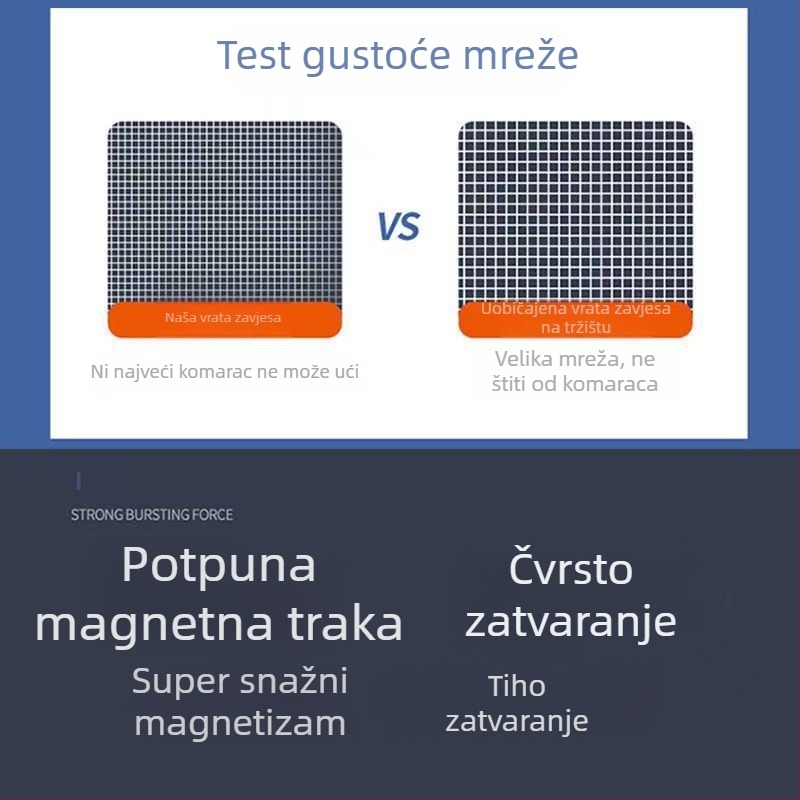 Magnetska mrežasta zavjesa za ulazna vrata, ljetna zavjesa protiv komaraca, samoljepljiva magnetska zavjesa za kućnu i poslovnu upotrebu, prozračna zaštita od muha