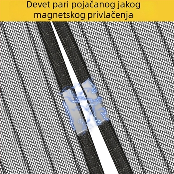 Magnetska mekana mrežasta zavjesa za vrata s prugastim uzorkom, protiv komaraca, samoljepljivi magnetski zatvarač