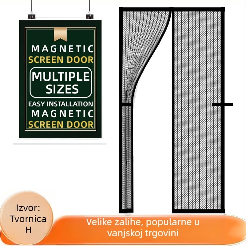 Magnetska mekana mrežasta zavjesa za vrata s prugastim uzorkom, protiv komaraca, samoljepljivi magnetski zatvarač