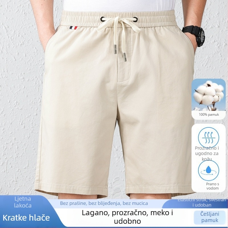 Bermuda kratke hlače od 100% česanog pamuka, elastičan pojas, ravni kroj, prozračne, muške ljetne kratke hlače