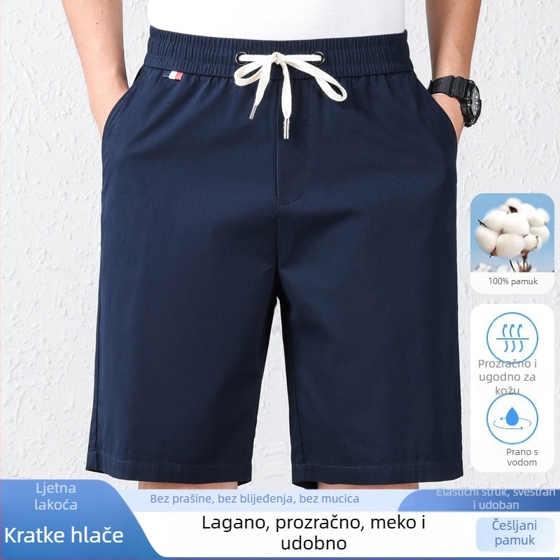 Bermuda kratke hlače od 100% česanog pamuka, elastičan pojas, ravni kroj, prozračne, muške ljetne kratke hlače