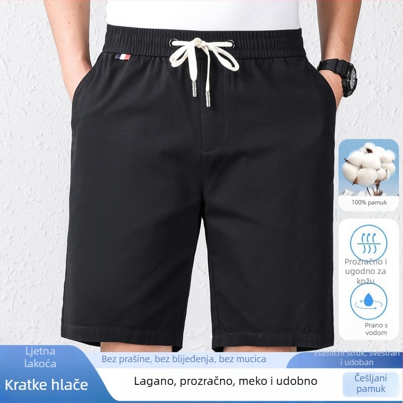 Bermuda kratke hlače od 100% česanog pamuka, elastičan pojas, ravni kroj, prozračne, muške ljetne kratke hlače