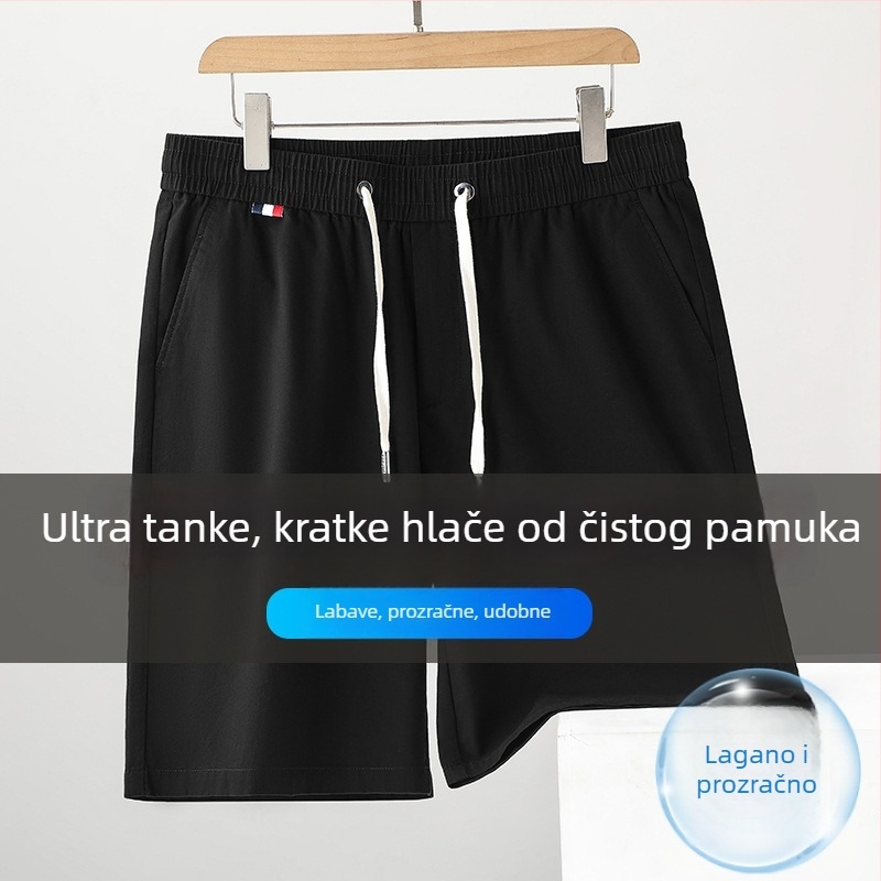 Bermuda kratke hlače od 100% česanog pamuka, elastičan pojas, ravni kroj, prozračne, muške ljetne kratke hlače