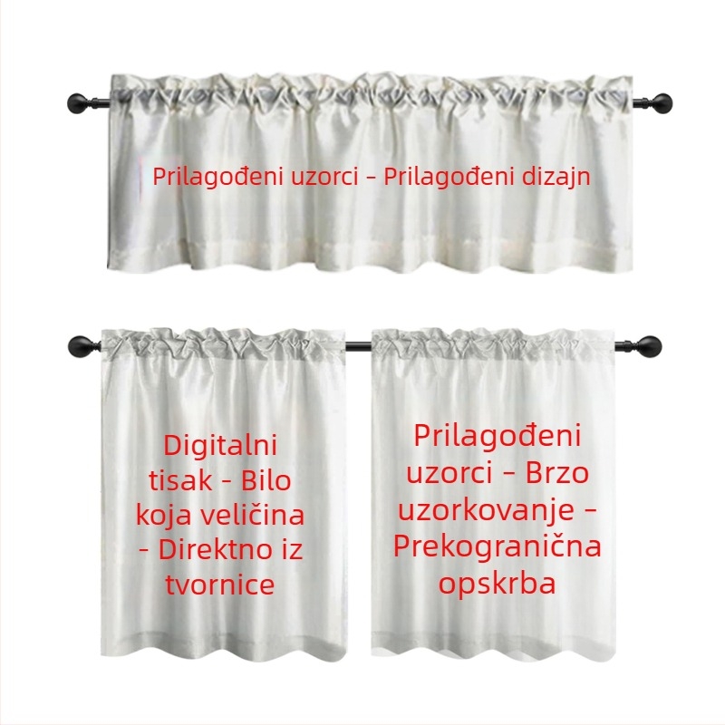 Retro zavjese s crnim pozadinom i printom zelenih biljaka i cvijeća, minimalistički dizajn za kuhinju i blagovaonicu, dekoracija otporna na prašinu