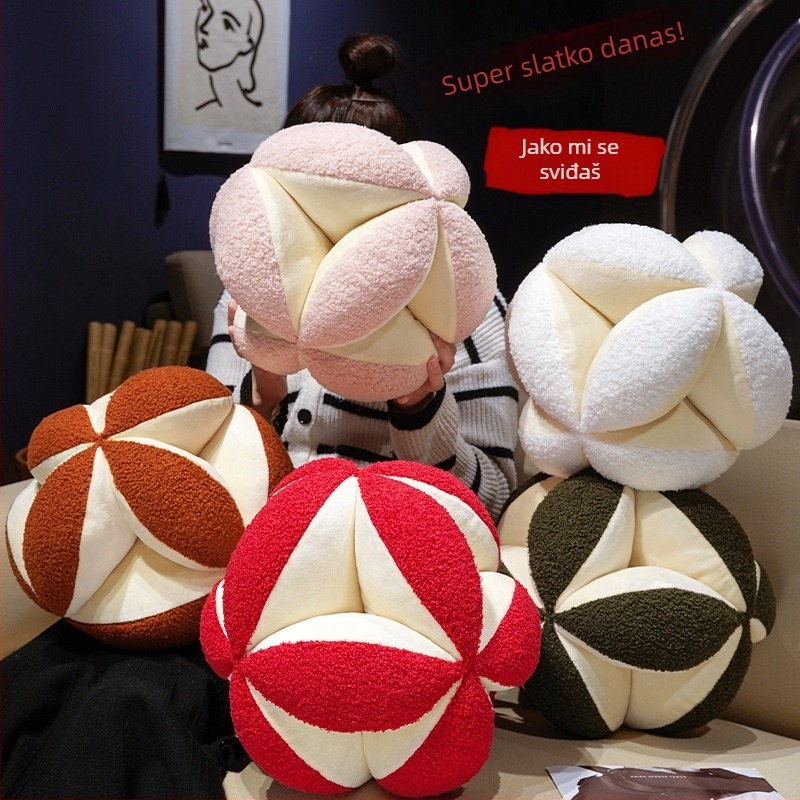 Korejskog stila slatka plišana kuglična jastučnica kremaste boje, teddy fleece, za dnevni boravak dekor