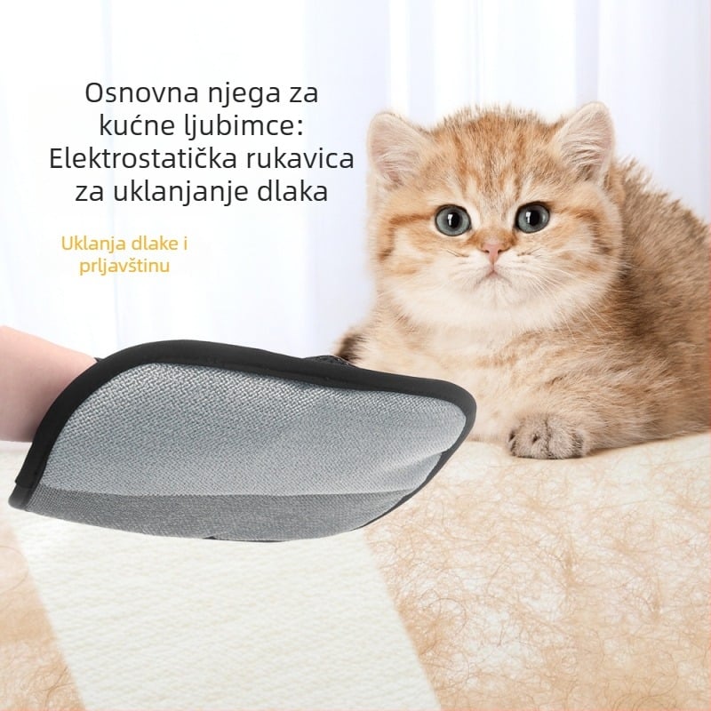 Elektrostatične rukavice za uklanjanje dlaka, pet prstiju, dvostrane, pojačane, za mačke i pse, alat za njegu kućnih ljubimaca