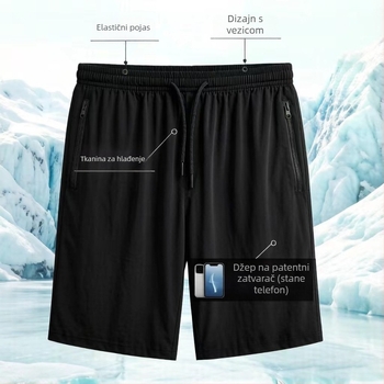 Muške sport shorts od ice silk, ljeto, lagane i brzo se suše, opušten kroj, capri dužina