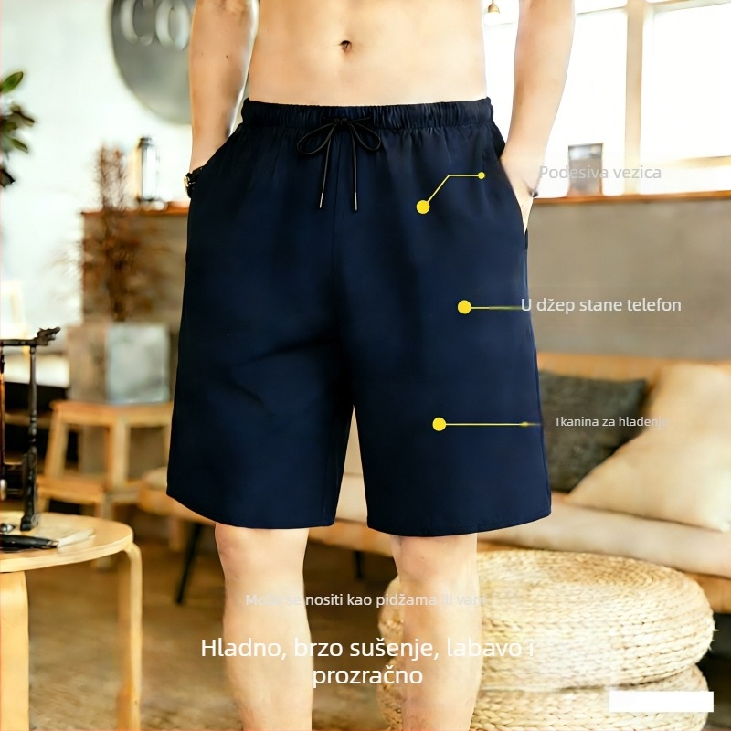 Muške sport shorts od ice silk, ljeto, lagane i brzo se suše, opušten kroj, capri dužina
