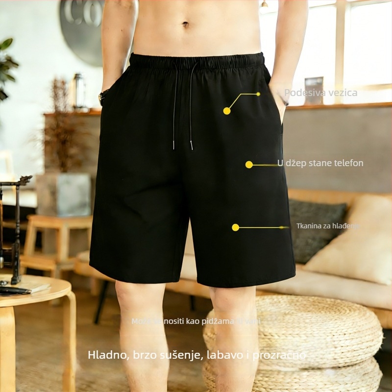 Muške sport shorts od ice silk, ljeto, lagane i brzo se suše, opušten kroj, capri dužina