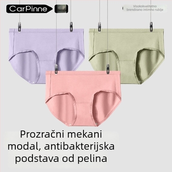 Ženske gaćice od Lenzing Modala, 60 komada, srednji pojas, trokutasti briefs, jednodelni dizajn s mugwort umetkom, prozračne
