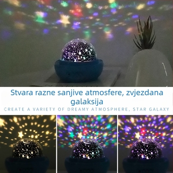 Jagodna lampa sa zvjezdanom nebom, romantična rotirajuća noćna svjetiljka s projekcijom, nježna prema očima za dječji rođendan