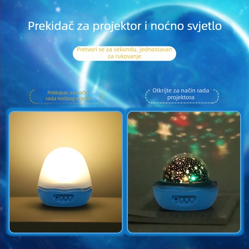 Jagodna lampa sa zvjezdanom nebom, romantična rotirajuća noćna svjetiljka s projekcijom, nježna prema očima za dječji rođendan
