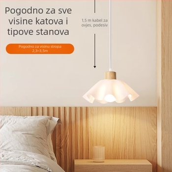 Drveni luster krem boje, s oblikom latice, modernog minimalističkog stila, s jednim glavnim tijelom, za spavaću sobu i restoran