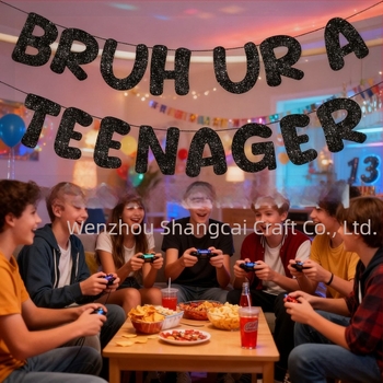 Bruh, ti si tinejdžer - Crni sjajni banner za 13. rođendan