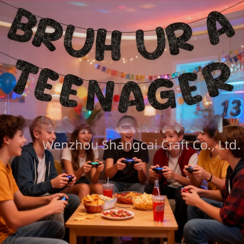 Bruh, ti si tinejdžer - Crni sjajni banner za 13. rođendan