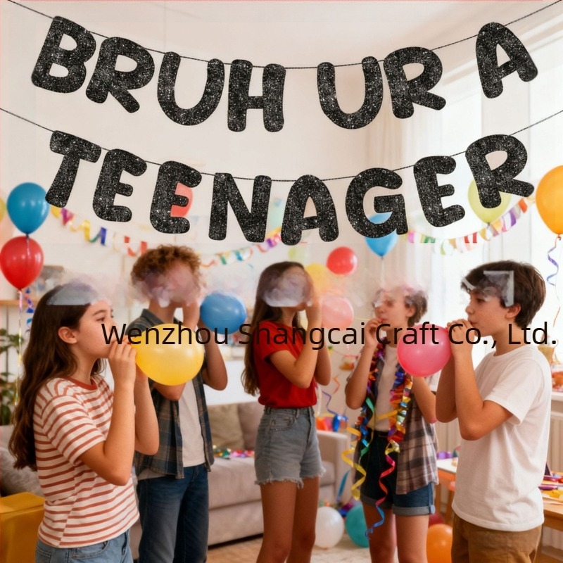 Bruh, ti si tinejdžer - Crni sjajni banner za 13. rođendan